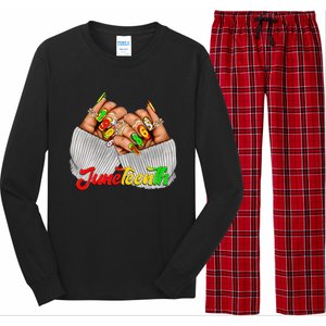 Black Woman Juneteenth Nails Juneteenth Afro Woman Hands Long Sleeve Pajama Set