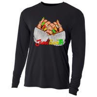 Black Woman Juneteenth Nails Juneteenth Afro Woman Hands Cooling Performance Long Sleeve Crew