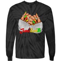 Black Woman Juneteenth Nails Juneteenth Afro Woman Hands Tie-Dye Long Sleeve Shirt