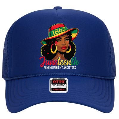 Black Women Juneteenth Remembering My Ancestors High Crown Mesh Back Trucker Hat