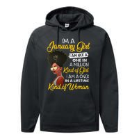 Black Wo January Birthday Gifts I'm A January Queen Performance Fleece Hoodie