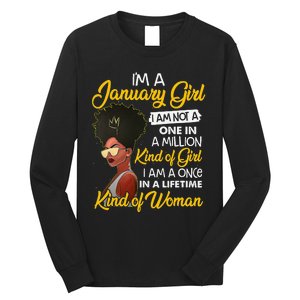 Black Wo January Birthday Gifts I'm A January Queen Long Sleeve Shirt