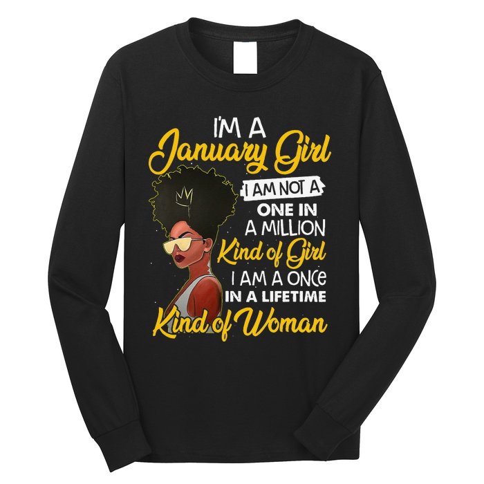 Black Wo January Birthday Gifts I'm A January Queen Long Sleeve Shirt