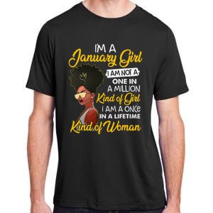 Black Wo January Birthday Gifts I'm A January Queen Adult ChromaSoft Performance T-Shirt