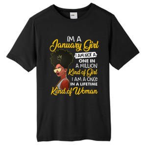 Black Wo January Birthday Gifts I'm A January Queen Tall Fusion ChromaSoft Performance T-Shirt