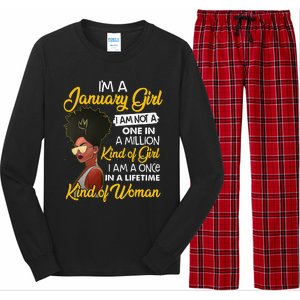 Black Wo January Birthday Gifts I'm A January Queen Long Sleeve Pajama Set