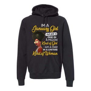 Black Wo January Birthday Gifts I'm A January Queen Premium Hoodie