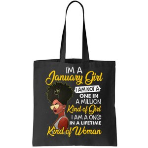 Black Wo January Birthday Gifts I'm A January Queen Tote Bag