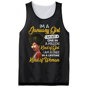 Black Wo January Birthday Gifts I'm A January Queen Mesh Reversible Basketball Jersey Tank