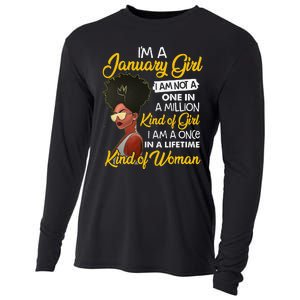 Black Wo January Birthday Gifts I'm A January Queen Cooling Performance Long Sleeve Crew