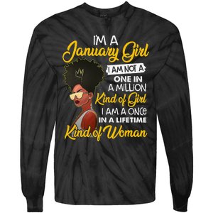 Black Wo January Birthday Gifts I'm A January Queen Tie-Dye Long Sleeve Shirt