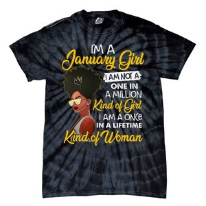 Black Wo January Birthday Gifts I'm A January Queen Tie-Dye T-Shirt