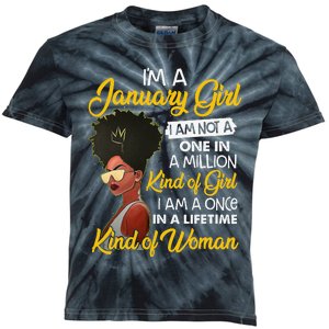 Black Wo January Birthday Gifts I'm A January Queen Kids Tie-Dye T-Shirt