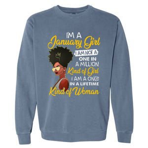 Black Wo January Birthday Gifts I'm A January Queen Garment-Dyed Sweatshirt