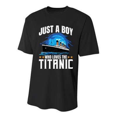 Boy Who Just Love The Rms Titanic Youth Performance Sprint T-Shirt