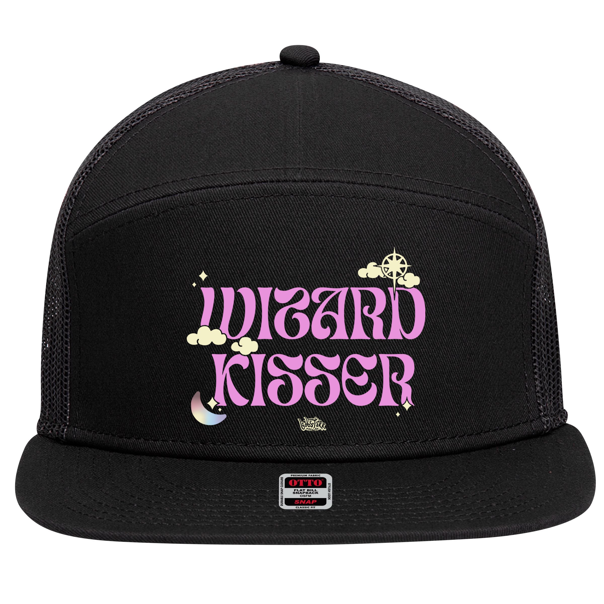 Babsdraws Wizard Kisser 7 Panel Mesh Trucker Snapback Hat