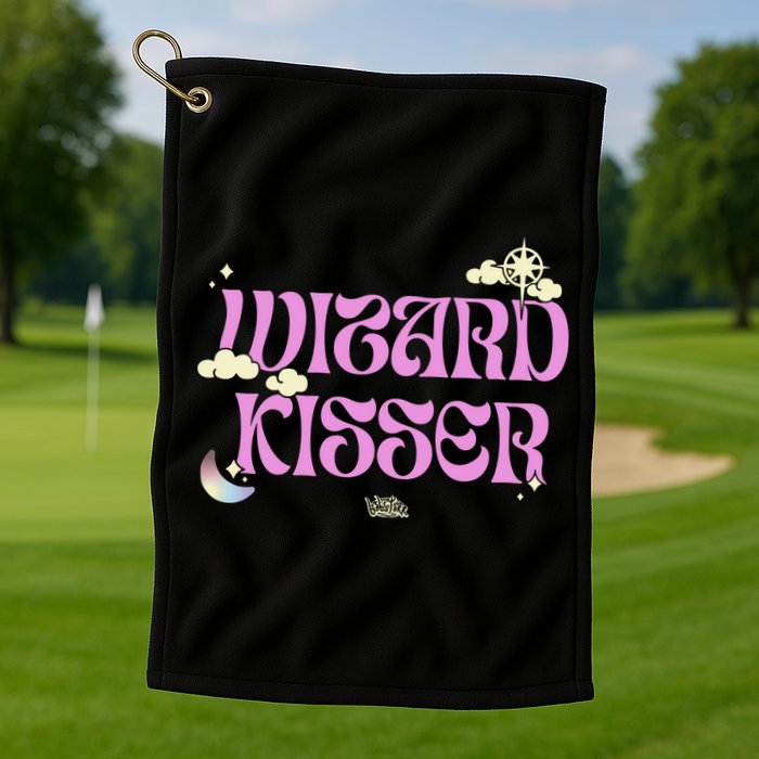 Babsdraws Wizard Kisser Golf Towel