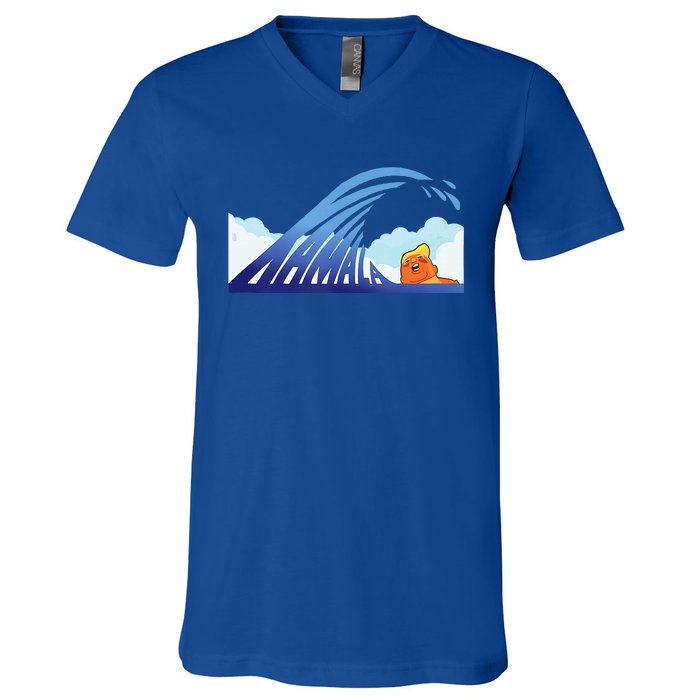 Blue Wave Kamala Harris Trump V-Neck T-Shirt