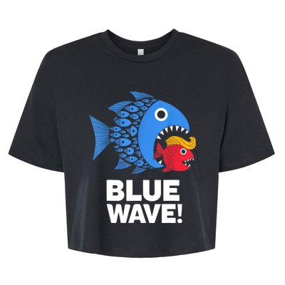 Blue Wave Kamala Funny Big Fish Eat Little Fish Trump Hair Bella+Canvas Jersey Crop Tee