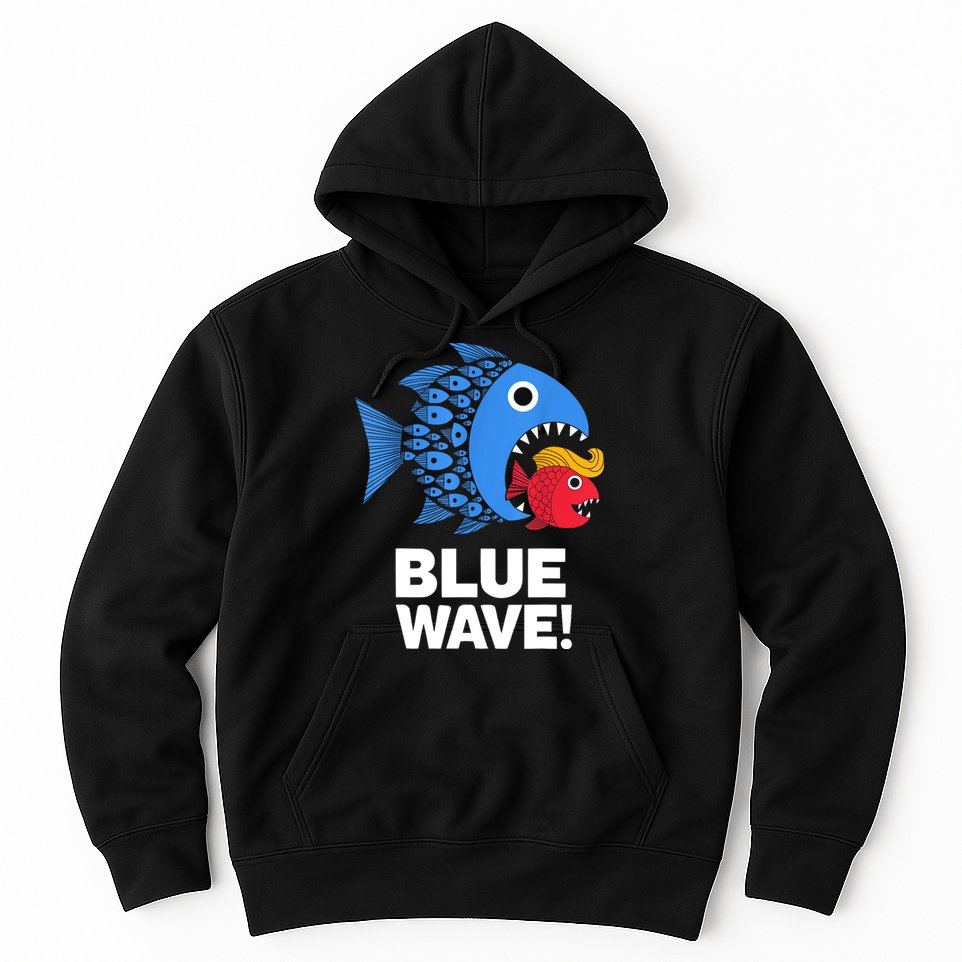 Blue Wave Kamala Funny Big Fish Eat Little Fish Trump Hair Hoodie