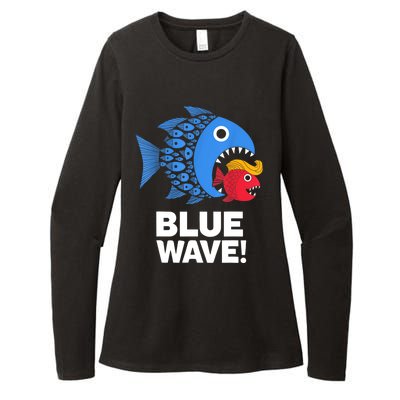 Blue Wave Kamala Funny Big Fish Eat Little Fish Trump Hair Womens CVC Long Sleeve Shirt