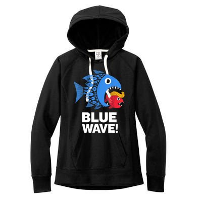 Blue Wave Kamala Funny Big Fish Eat Little Fish Trump Hair Women's Fleece Hoodie