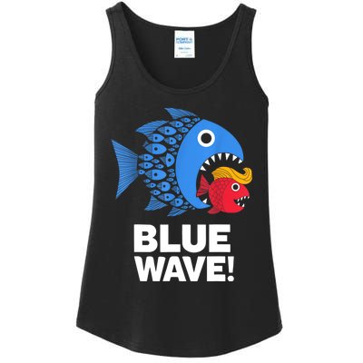 Blue Wave Kamala Funny Big Fish Eat Little Fish Trump Hair Ladies Essential Tank