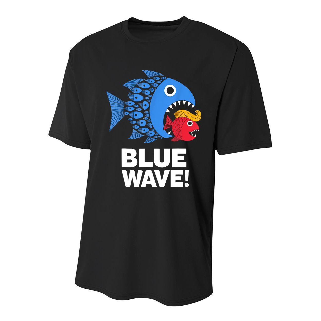 Blue Wave Kamala Funny Big Fish Eat Little Fish Trump Hair Youth Performance Sprint T-Shirt