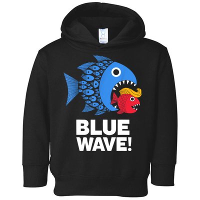 Blue Wave Kamala Funny Big Fish Eat Little Fish Trump Hair Toddler Hoodie