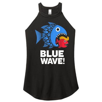 Blue Wave Kamala Funny Big Fish Eat Little Fish Trump Hair Women’s Perfect Tri Rocker Tank