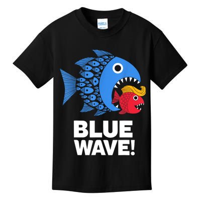 Blue Wave Kamala Funny Big Fish Eat Little Fish Trump Hair Kids T-Shirt
