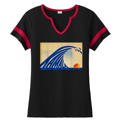 Blue Wave Kamala Funny Anti Trump Ladies Halftime Notch Neck Tee