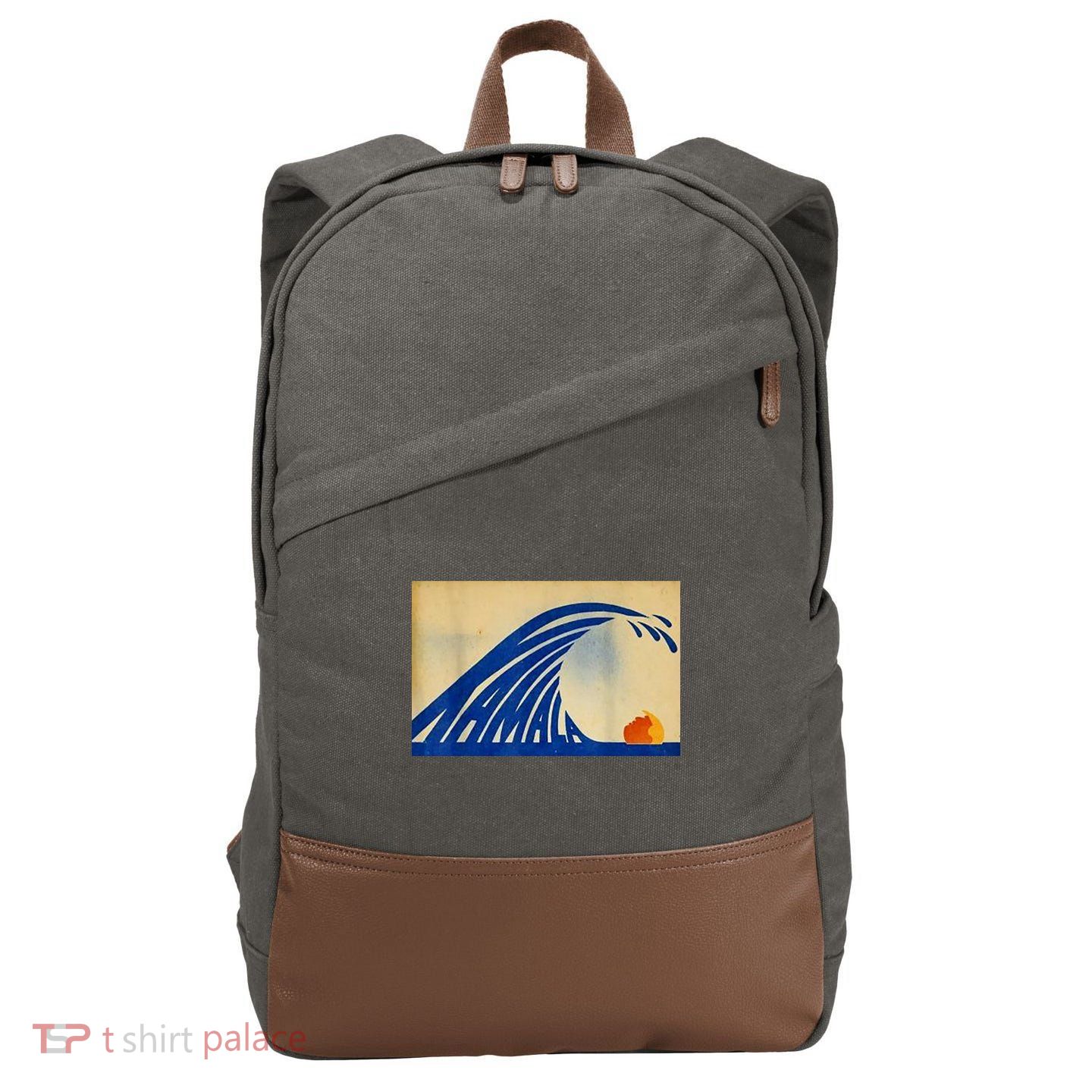 Blue Wave Kamala Funny Anti Trump Cotton Canvas Backpack