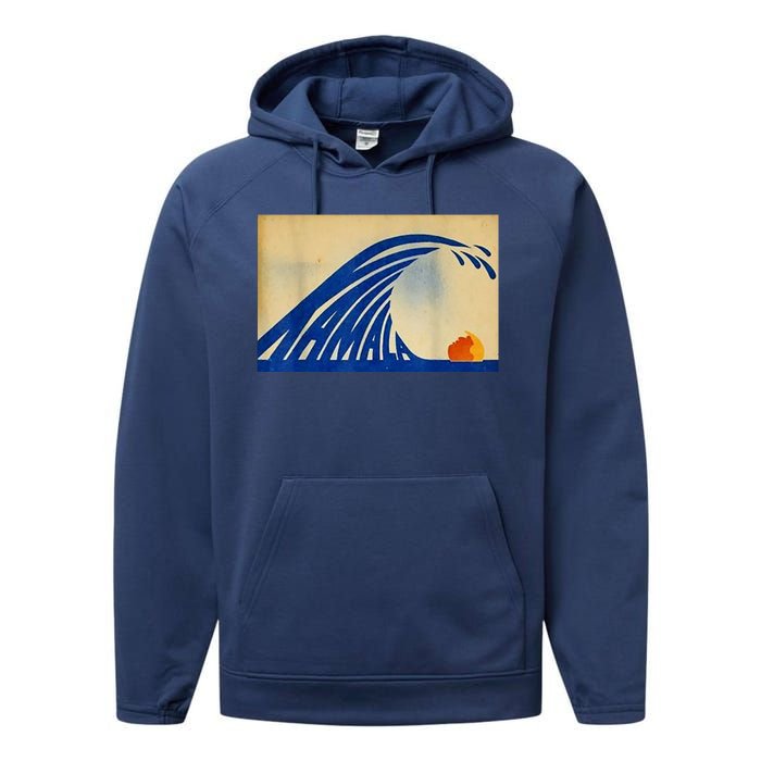 Blue Wave Kamala Funny Anti Trump Performance Fleece Hoodie