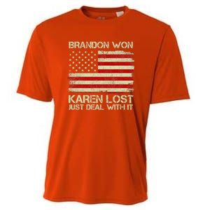 Brandon Won Karen Lost Just Deal With It USA Flag Biden Cooling Performance Crew T-Shirt