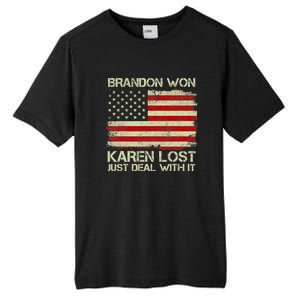 Brandon Won Karen Lost Just Deal With It USA Flag Biden Tall Fusion ChromaSoft Performance T-Shirt