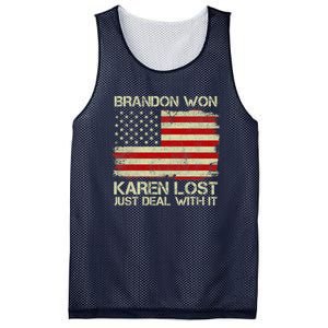 Brandon Won Karen Lost Just Deal With It USA Flag Biden Mesh Reversible Basketball Jersey Tank