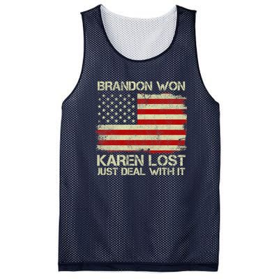 Brandon Won Karen Lost Just Deal With It USA Flag Biden Mesh Reversible Basketball Jersey Tank