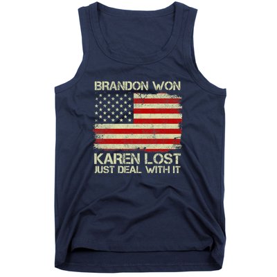 Brandon Won Karen Lost Just Deal With It USA Flag Biden Tank Top