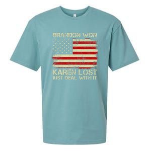 Brandon Won Karen Lost Just Deal With It USA Flag Biden Sueded Cloud Jersey T-Shirt