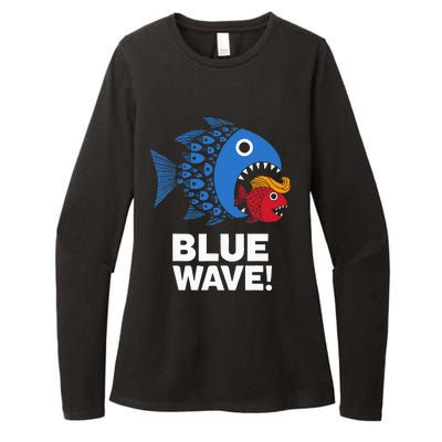 Blue Wave Kamala Big Fish Eat Little Fish Trump Hair Womens CVC Long Sleeve Shirt