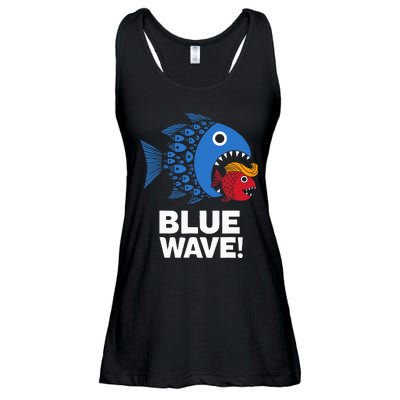 Blue Wave Kamala Big Fish Eat Little Fish Trump Hair Ladies Essential Flowy Tank