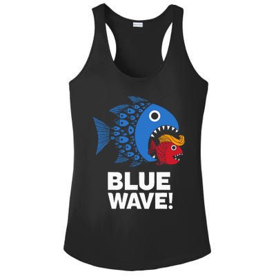 Blue Wave Kamala Big Fish Eat Little Fish Trump Hair Ladies PosiCharge Competitor Racerback Tank