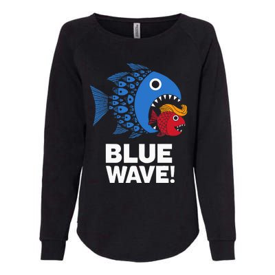 Blue Wave Kamala Big Fish Eat Little Fish Trump Hair Womens California Wash Sweatshirt