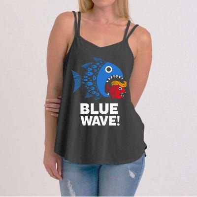 Blue Wave Kamala Big Fish Eat Little Fish Trump Hair Women's Strappy Tank