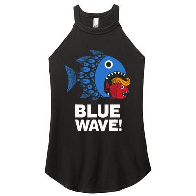 Blue Wave Kamala Big Fish Eat Little Fish Trump Hair Women's Perfect Tri Rocker Tank