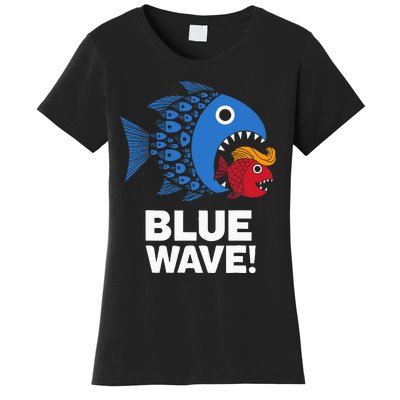 Blue Wave Kamala Big Fish Eat Little Fish Trump Hair Women's T-Shirt