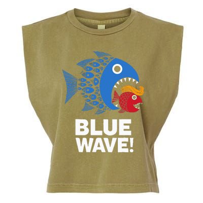 Blue Wave Kamala Big Fish Eat Little Fish Trump Hair Garment-Dyed Women's Muscle Tee