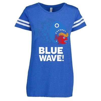 Blue Wave Kamala Big Fish Eat Little Fish Trump Hair Enza Ladies Jersey Football T-Shirt