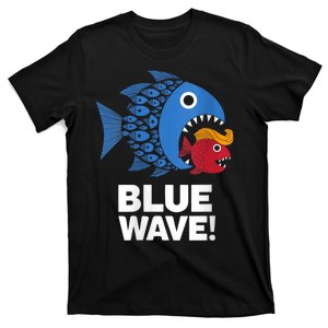 Blue Wave Kamala Funny Big Fish Eat Little Fish Trump Hair T-Shirt